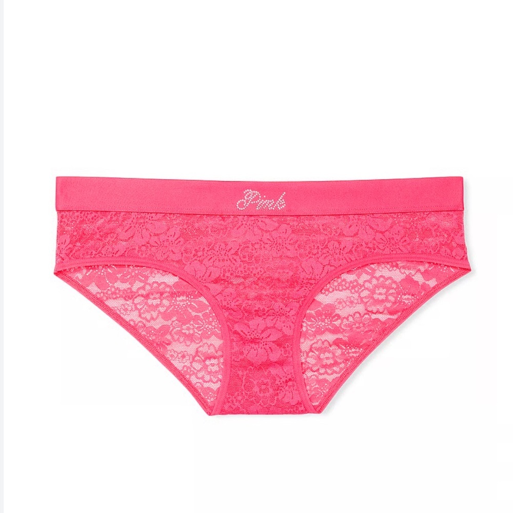 NWT PINK Victoria’s Secret Lace Hiphugger Panty L